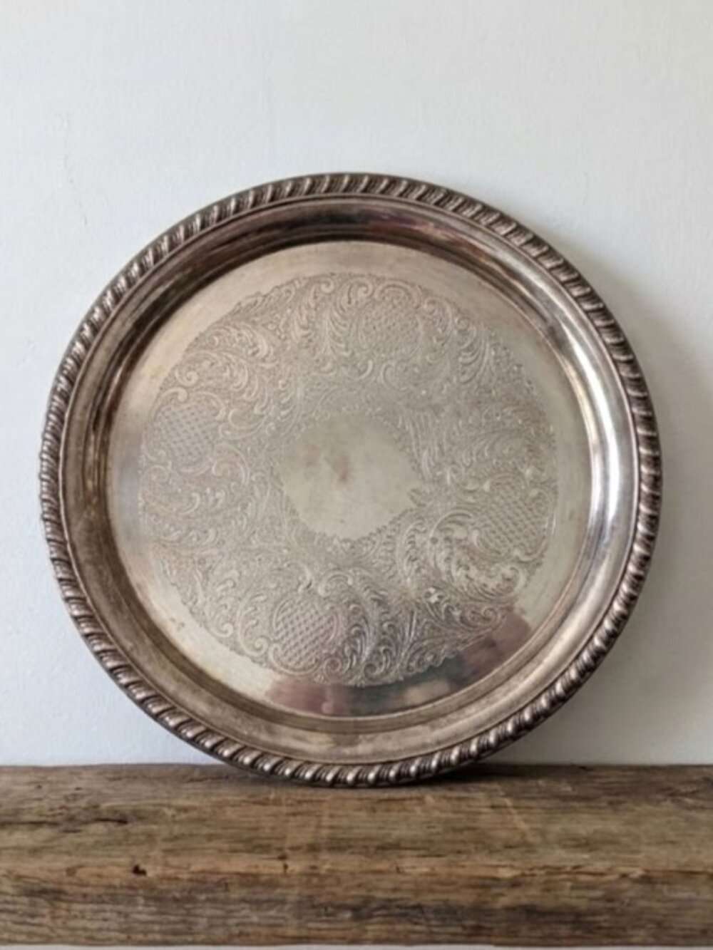 Vintage Leonard Silverplate Serving Tray Platter 12.25" Vanity Table Scalloped